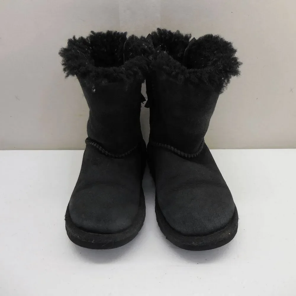UGG Australia Bailey Bow Todler's Size 12 US Black‎ Suede Shearling Boots 3280T